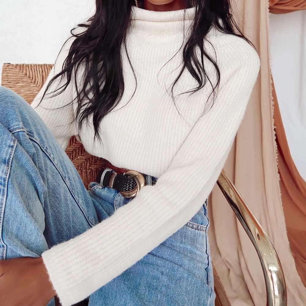 12th Tribe No Chill Ivory Crop Sweater